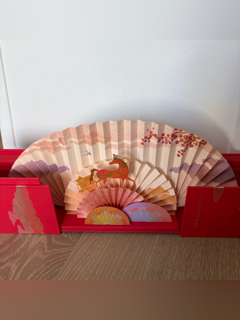 Van Cleef & Arpels Lunar New Year Red and Gold Gift Box Display & Envelopes
